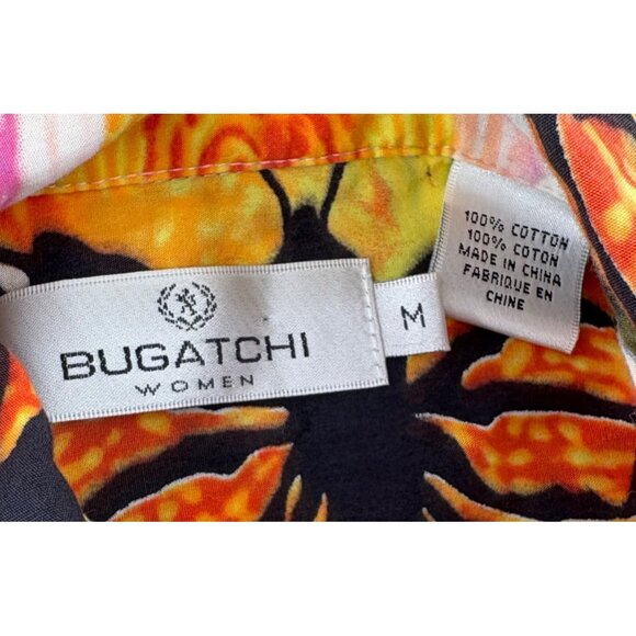 BUGATCHI Women's size Medium Multi-Color Button Down Shirt Butterfly - Picture 4 of 5